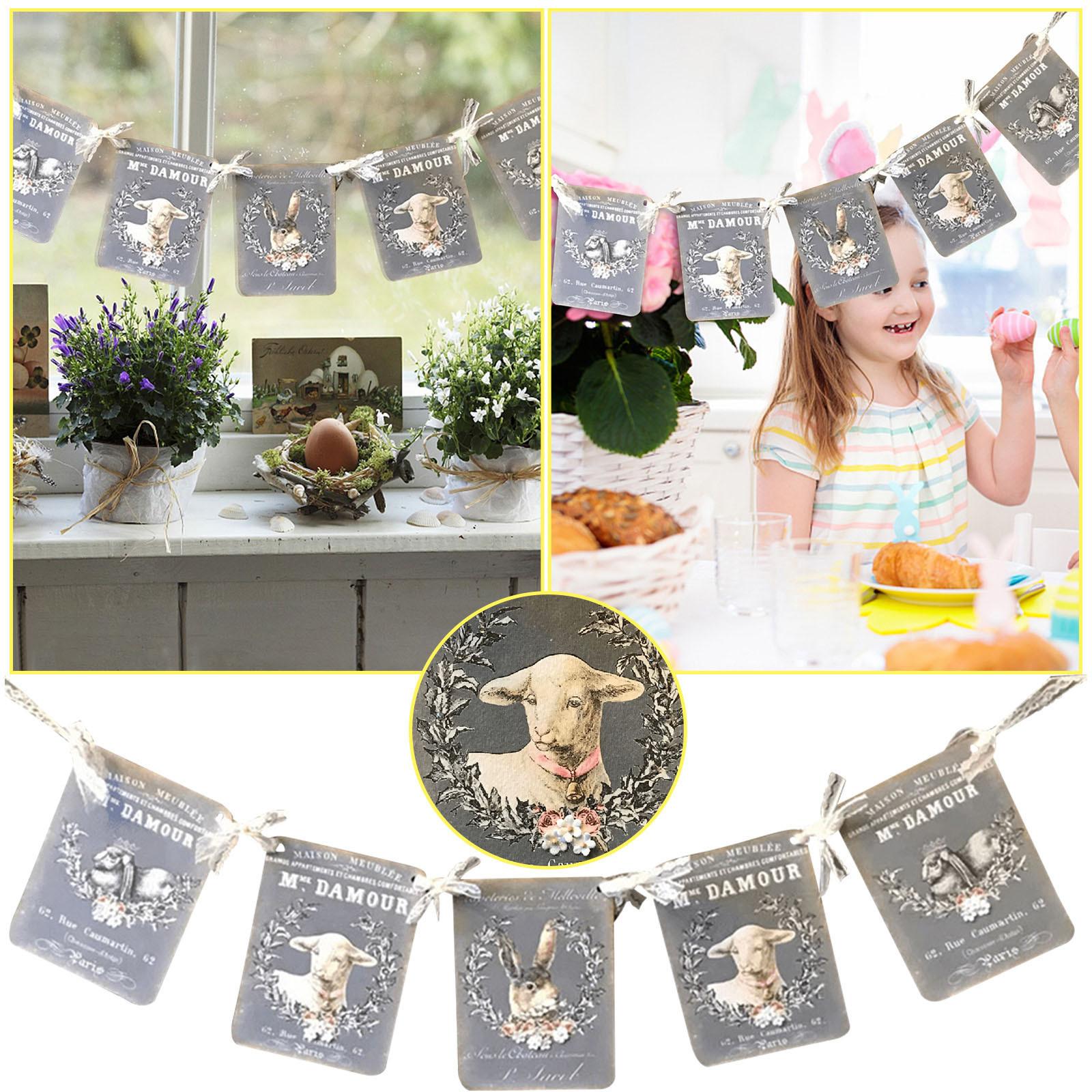 

Пасхальный баннер Пасхальное украшение Пасхальное украшение Ретро украшение Баннер Подвеска Винтажное украшение баннера