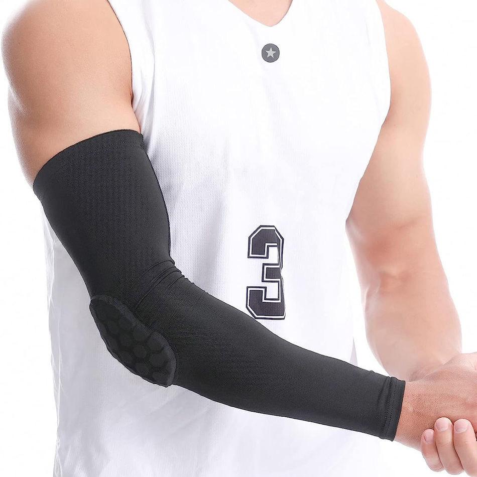 WOSWEIR Ultra Thin Honeycomb Elbow Pads Sports Protective Gear Anti-Collision Sponge Arm Guard for Basketball Adults & Children