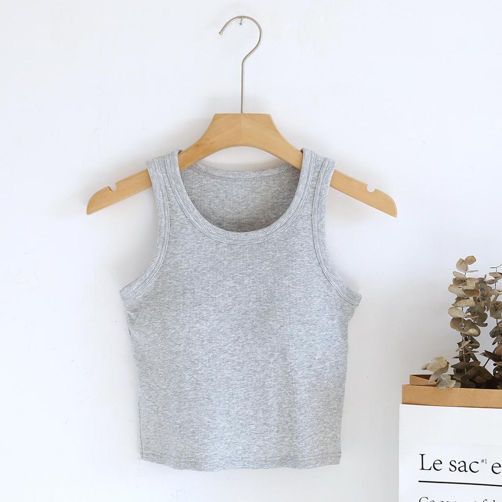 Women's Slimming Tank Top with Bra Pads, Cropped Waist Length