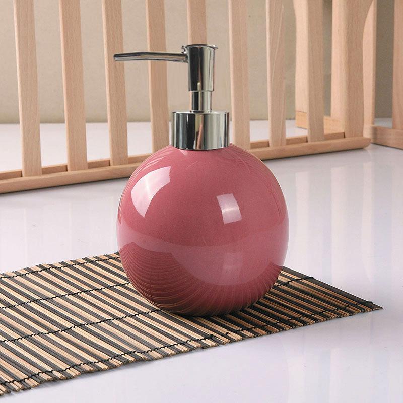 Dispensador de jabón de manos redondo de cerámica minimalista Botella de jabón de manos para hotel Botella de loción para baño Bomba de jabón Accesorios de baño para el hogar