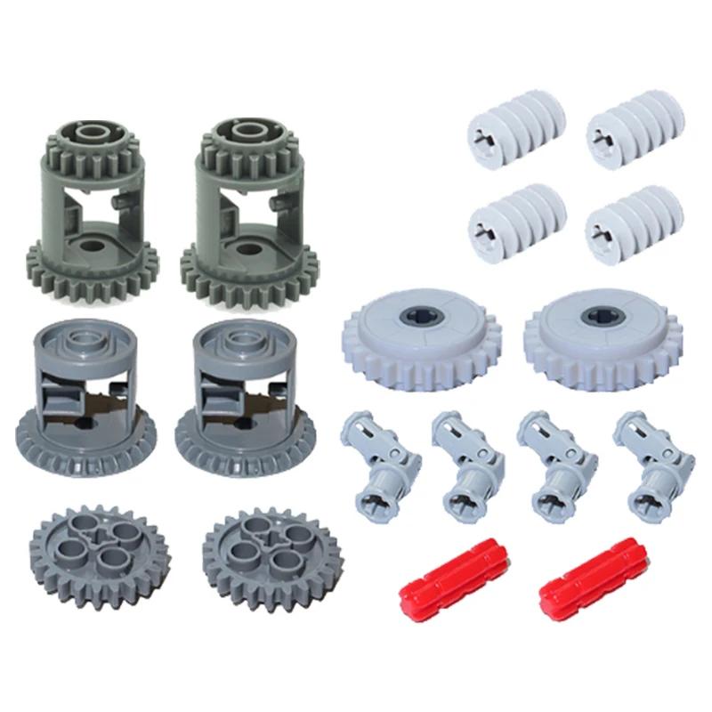 MOC Technical Gear Axle Bricks Parts Worm Rack Conector Train Car Crane Model Technical CROSS Axle Building Blocks Bricks Toys