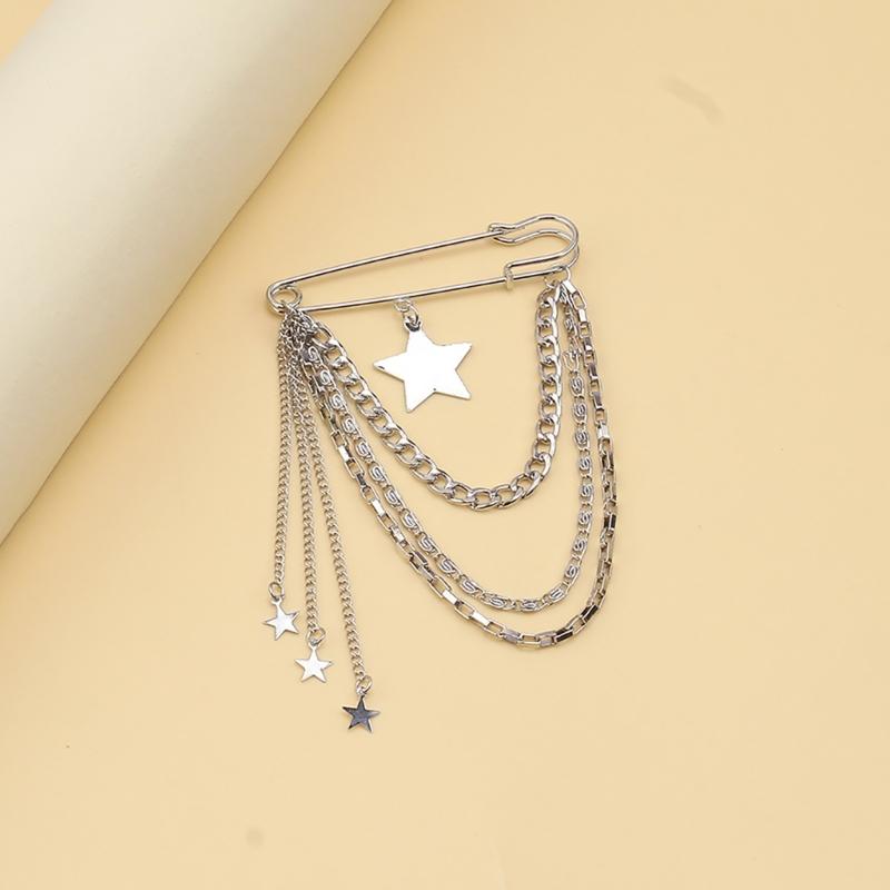 Modern Chain Lapel Pin Ornament Statement Style Badge Chain Pendant Brooches