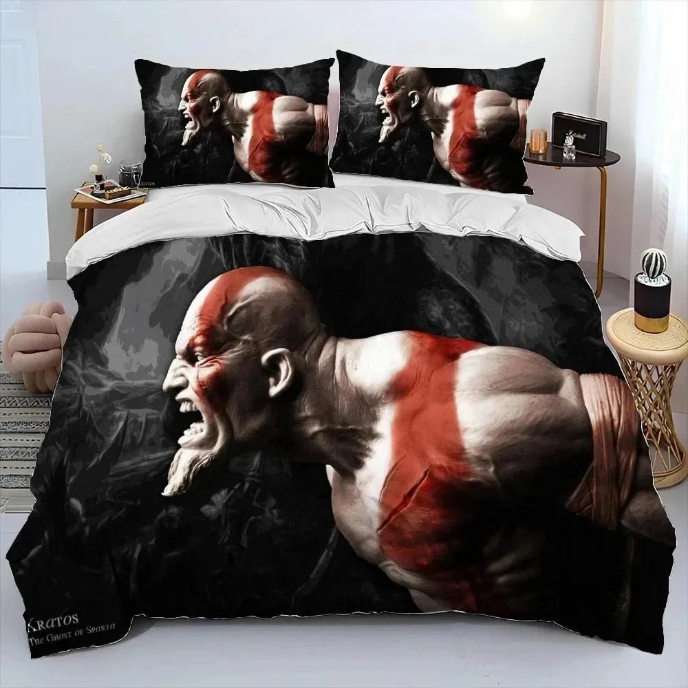 3D Print God Of War Game Gamers Kratos Bedding Set Boys Girls Twin Queen King Size Duvet Cover Pillowcase Bed Boys Adult