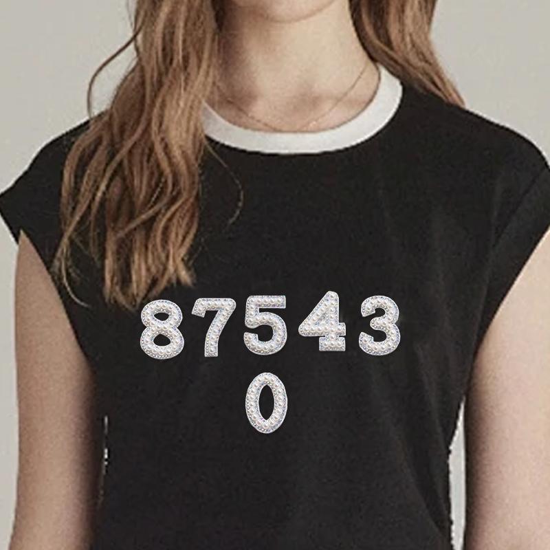 10Pcs Clothing Decal Diy Decoration Digital Patch Sparkling Crystal Pearl Digital Patch Clothing