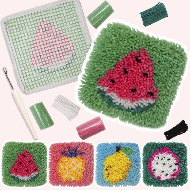 Latched Hook Coaster Kits for Kid Coaster Making Kits Latched Hook Kits Fruit Coaster Craft Kits Embroidery Kits