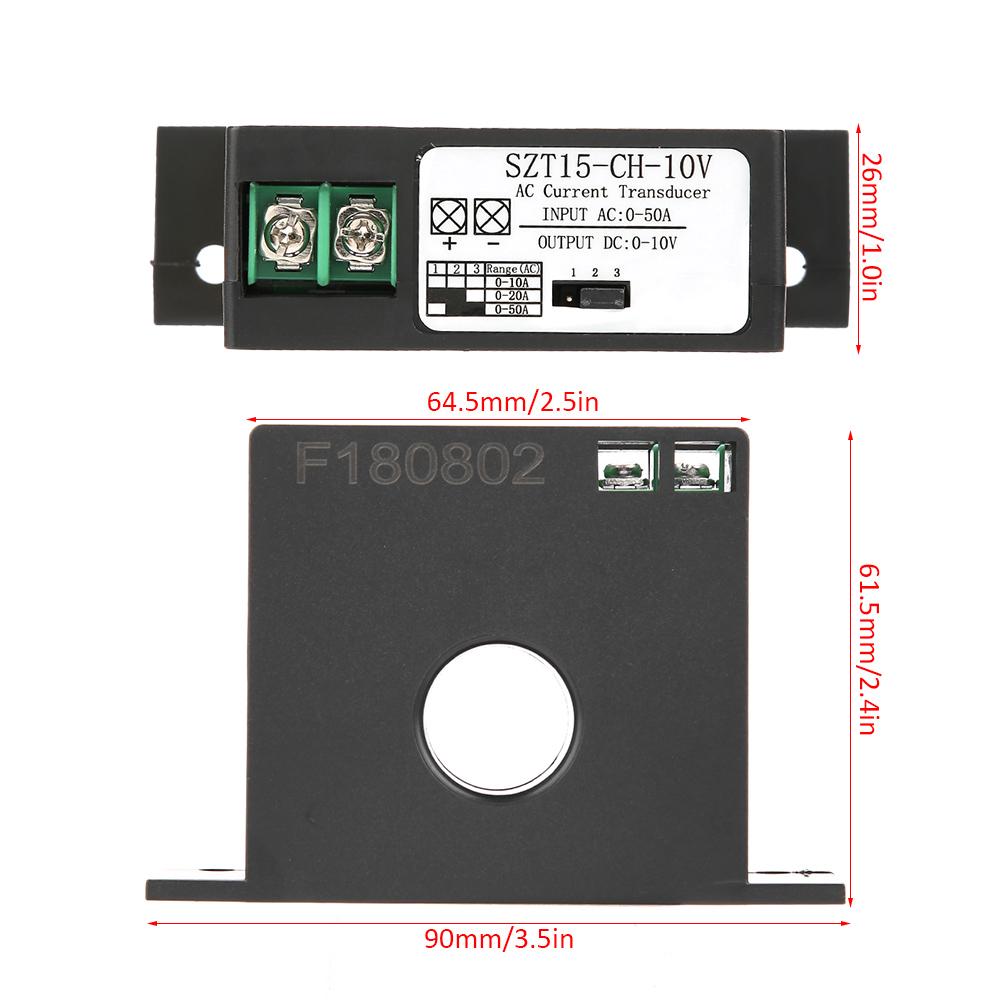 Transdutor de corrente CA Transmissor de corrente Indutor mútuo CA 0?50A para CC 0?10V SZT15?CH?10V
