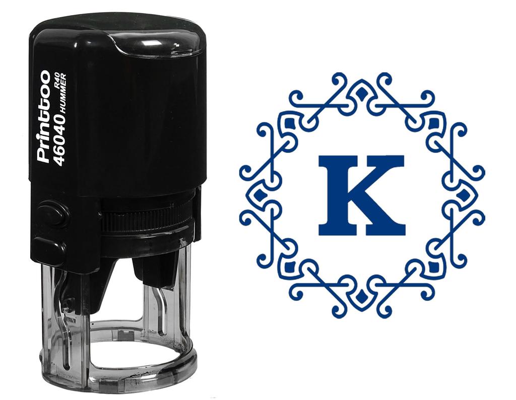Printtoo Self Inking Office Stationary Octagon Celtic Swirl Frame Alphabet K Monogram R-40 Rubber
