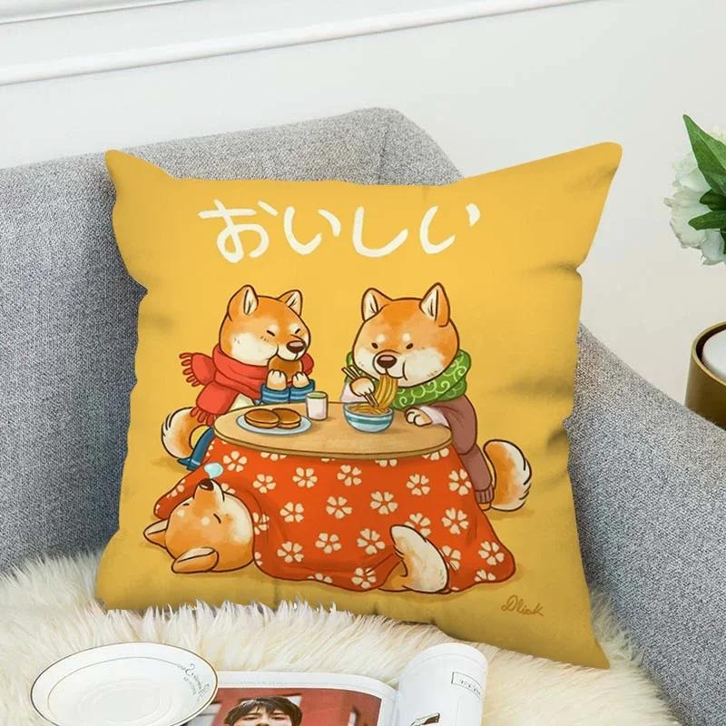 Pillowcase 45*45 Shiba Inu Pillow Cases For Bed Chair Cushion Cover 45X45Cm Fall Decoration Decorative Pillows Lounge Chairs