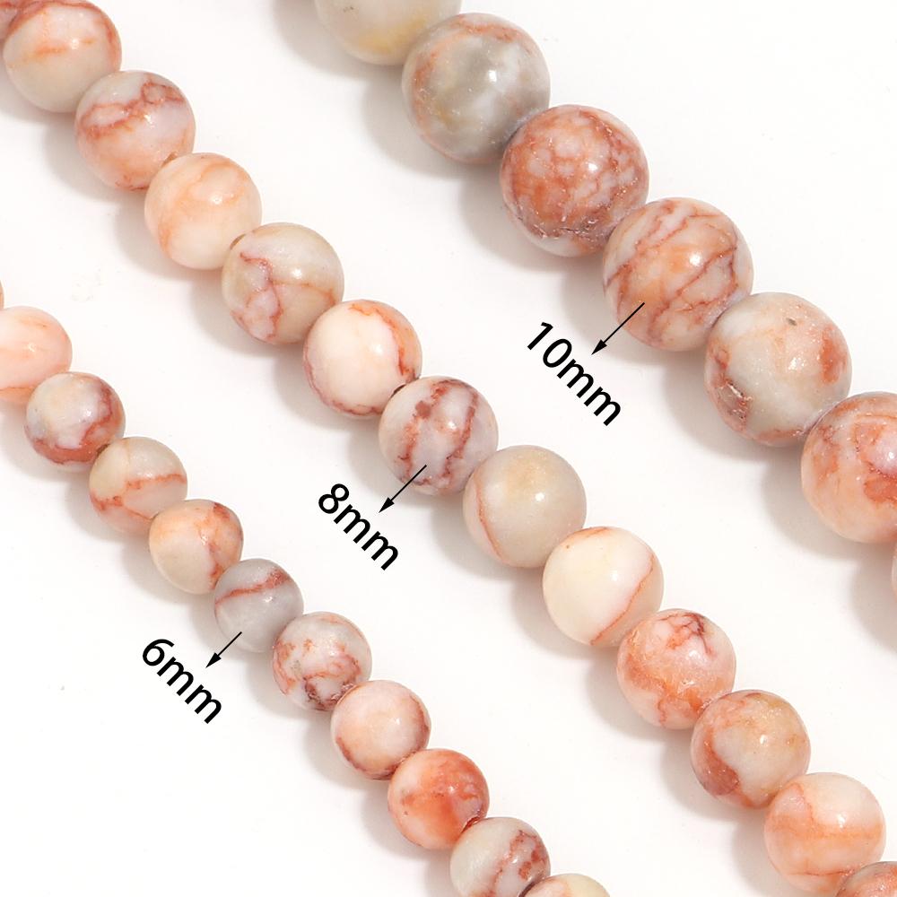 Natural Stone Beads 6 8 10mm Red Web Round Loose Spacer Beads For Jewelry Making DIY Handmade Bracelets Necklace Accessories