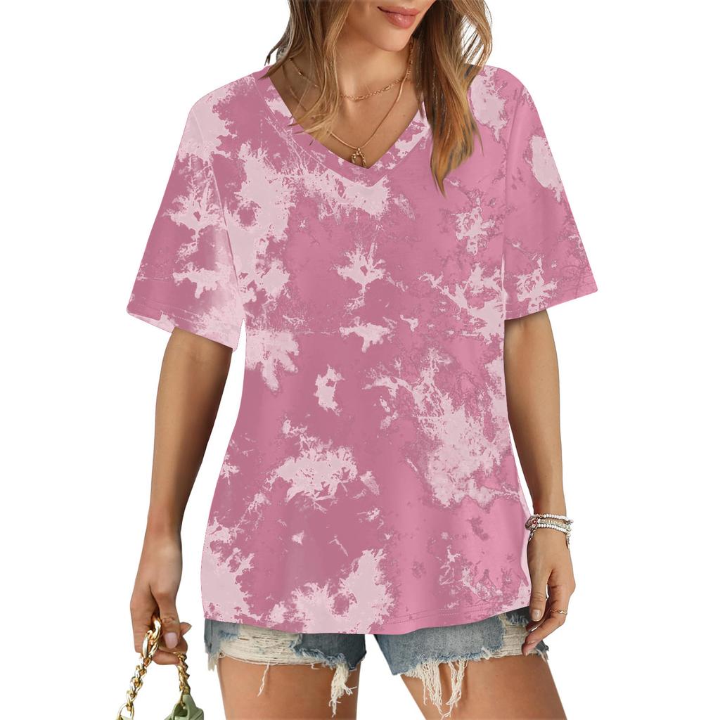 Women'S T-Shirt V-Neck Short-Sleeved Casual Loose T-Shirt Top Women'S Short-Sleeved Shirt Pullover T-Shirt