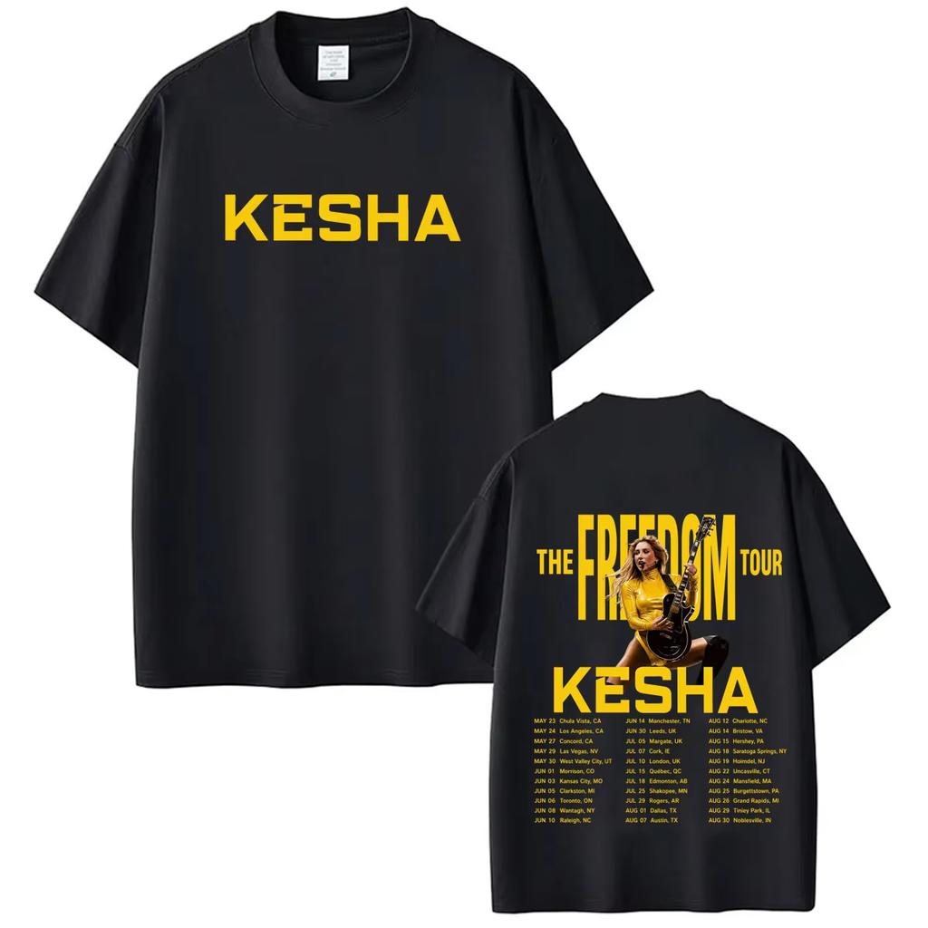 Summer Hot Singer Kesha Freedom Tour 2026 Print Tshirt Unisex Unisex Fashion Oversized Tshirt Hip Hop Casual Streetwear Tshirt