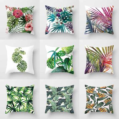 Tropical Plant Cushion Cover Polyester Green Leaf Decorative Pillow Cover Throw Pillow Cover Home Cushion Cover