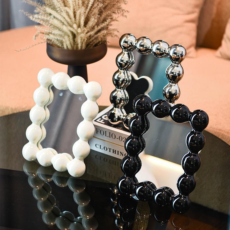 

Mirror High Beauty Bedroom Dressing Table Cotton Candy Makeup Mirror New Dormitory Desktop Instagram Style Makeup Mirror