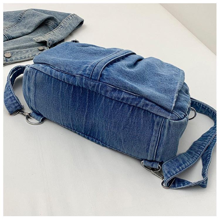 2025 Fashion Washed Denim Versatile Backpack: Crossbody and Casual Schoolbag for College Students