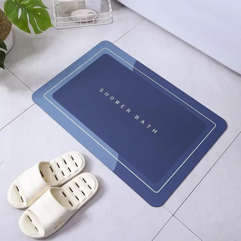 Absorbent Bathroom Bath Mat Anti-slip Shower Rug Quick Drying Bath Mats Kitchen Entrance Doormats Home Floormat Bathtub Carpet