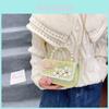 Childrens Korean Style Pearl Handle Square Bag For Girls With Breathable Cotton Fabric And Butterfly Pattern