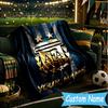 Custom Name Argentina Football Crest Flannel Blanket, Use for Birthday/Holiday Gift, Soft Blanket for Sofa/Bed/Camping/Office, Home Decor