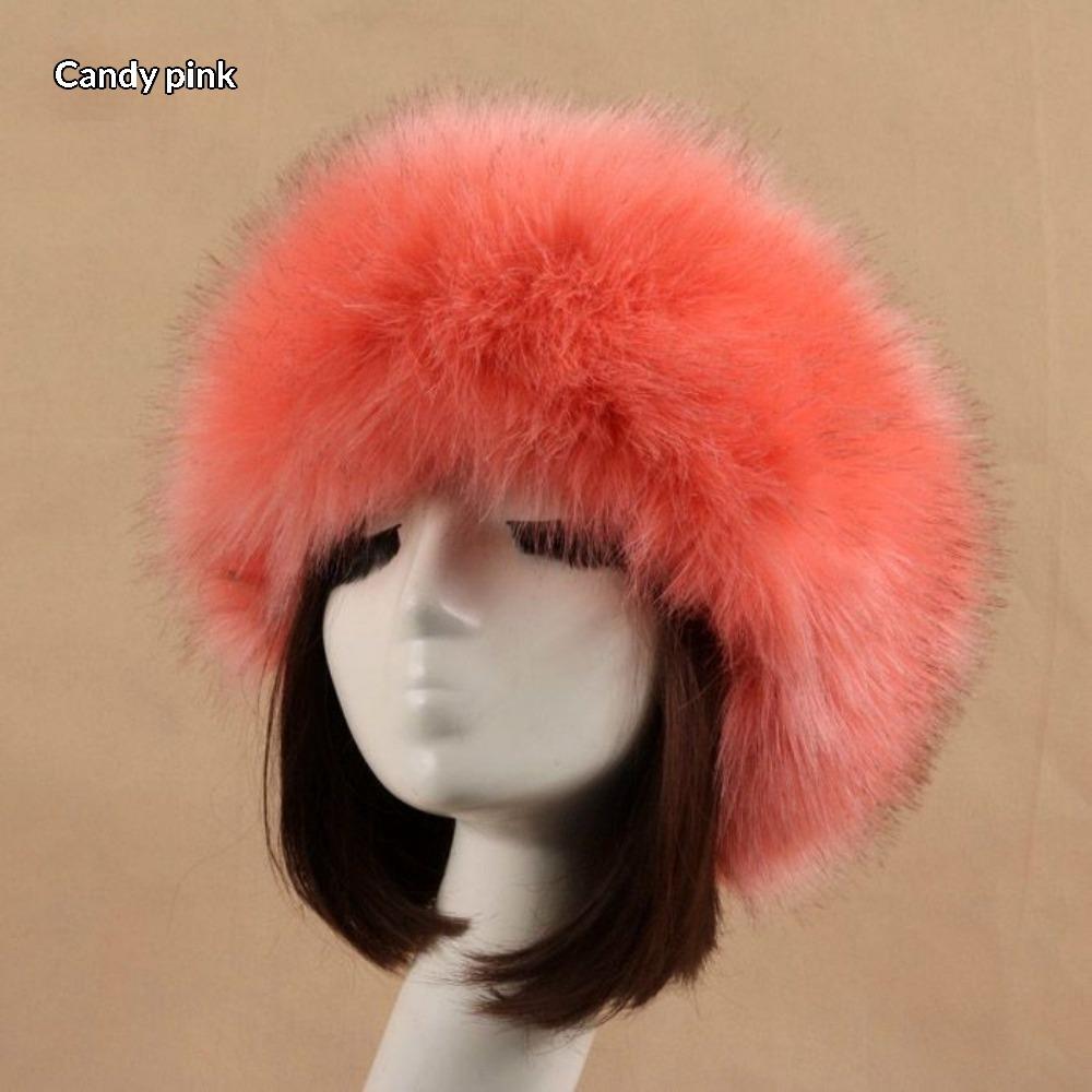 Women's Hat Faux Fox Fur Headband Hat Autumn and Winter Warm Headband Hat Plush Open Top Hat