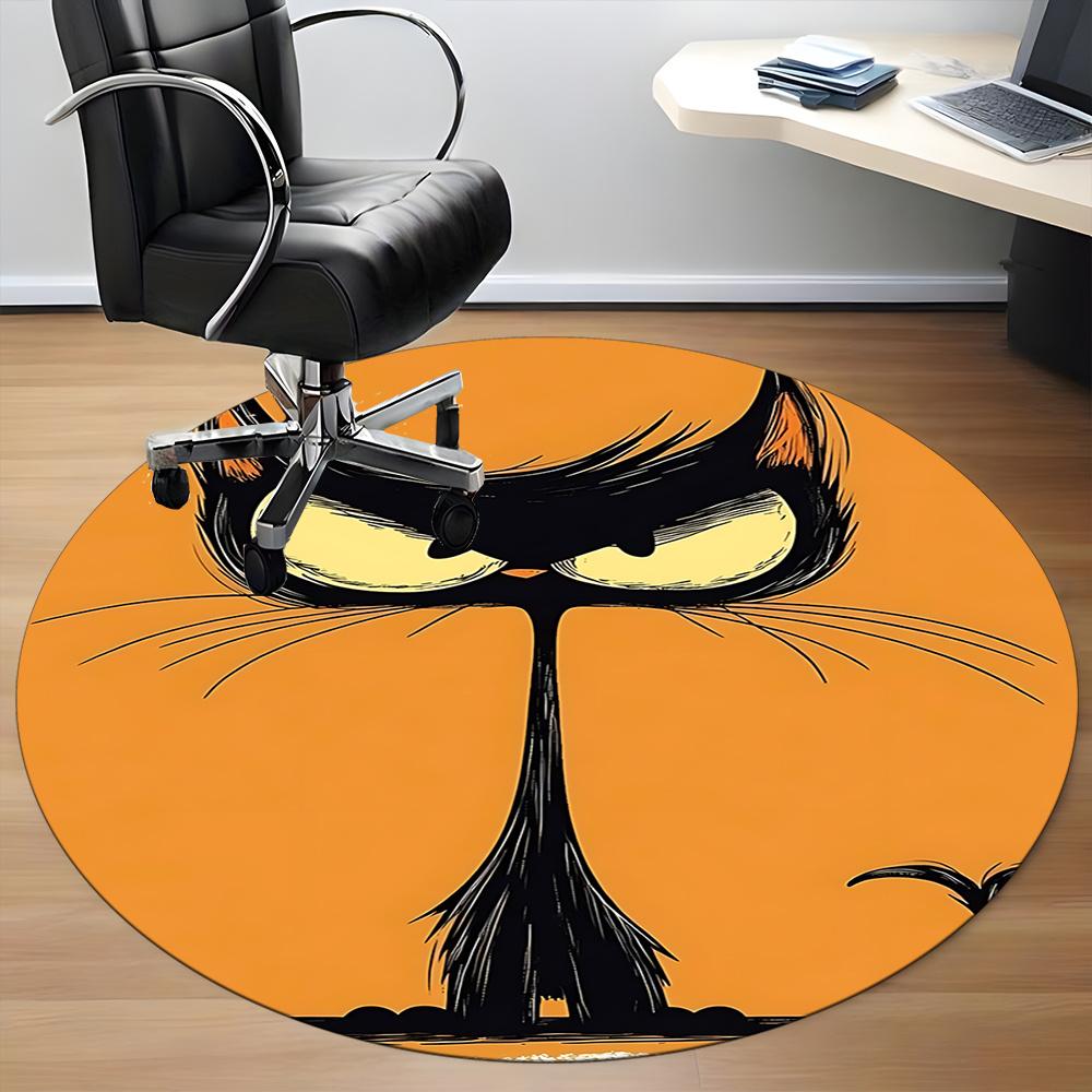 1pc Cat Whiskers Office Round Area Rug, Indoor Mat Suitable ForOffice, Under Office Chairs Bedroom Living Room Home Decor, Room Deco u36