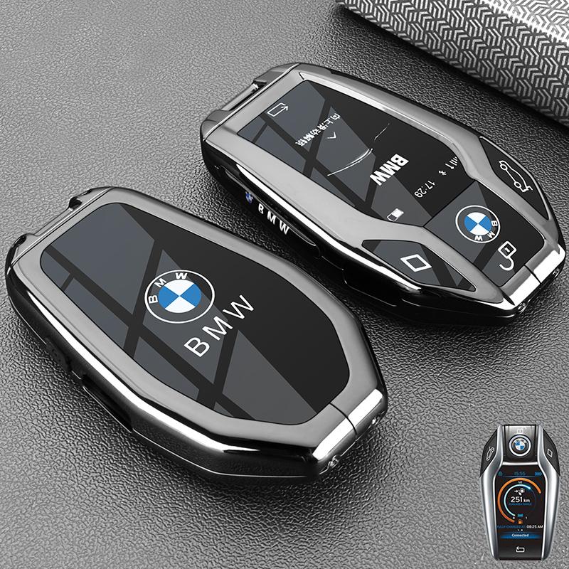 BIFL6 New 2025 Carbon Fiber Silicone Car Key Case LED Display For BMW 5 7 Series G11 G12 G30 G31 G32 I8 I12 I15 G01 X3 G02 X4 G05 X5 G