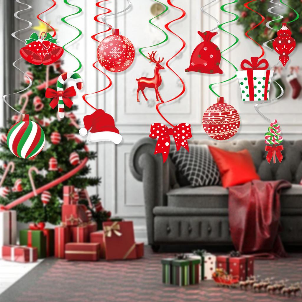 12Pcs New Year'S Day Christmas Decoration Charm Lollipop Gift Bag Elk Shaped Spiral Pendant