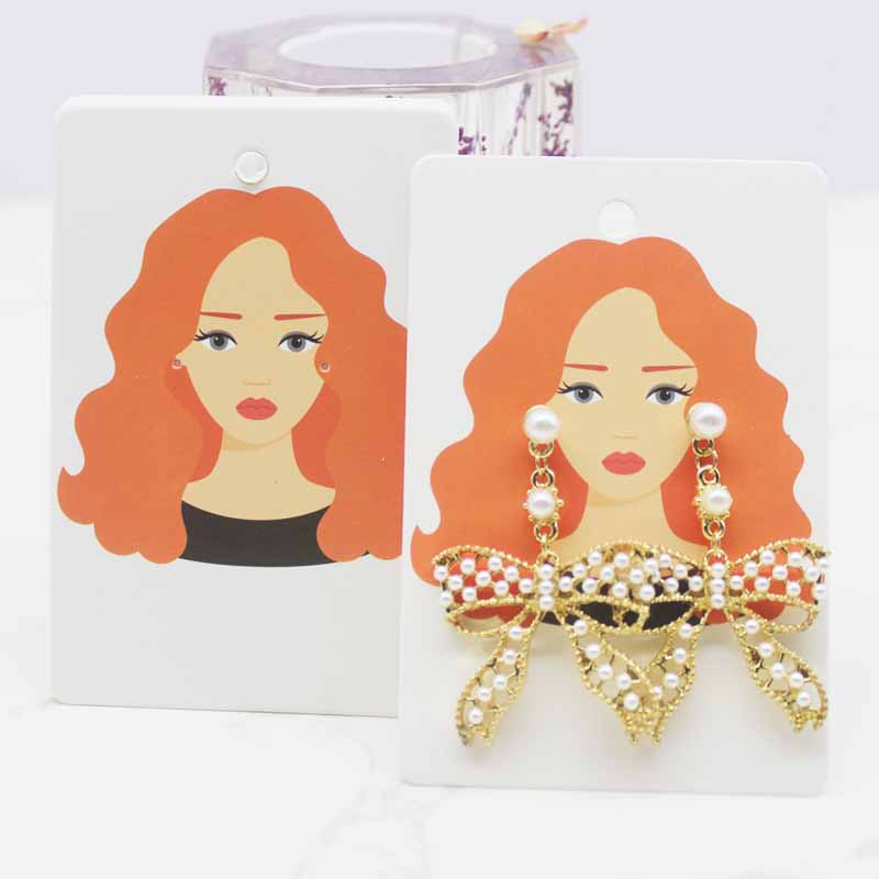 6*9cm 50pc Beauty Head Jewelry Package Card Paper Necklace Earring Display Tag Card Longer Earring Holder Card  Jewelry Package