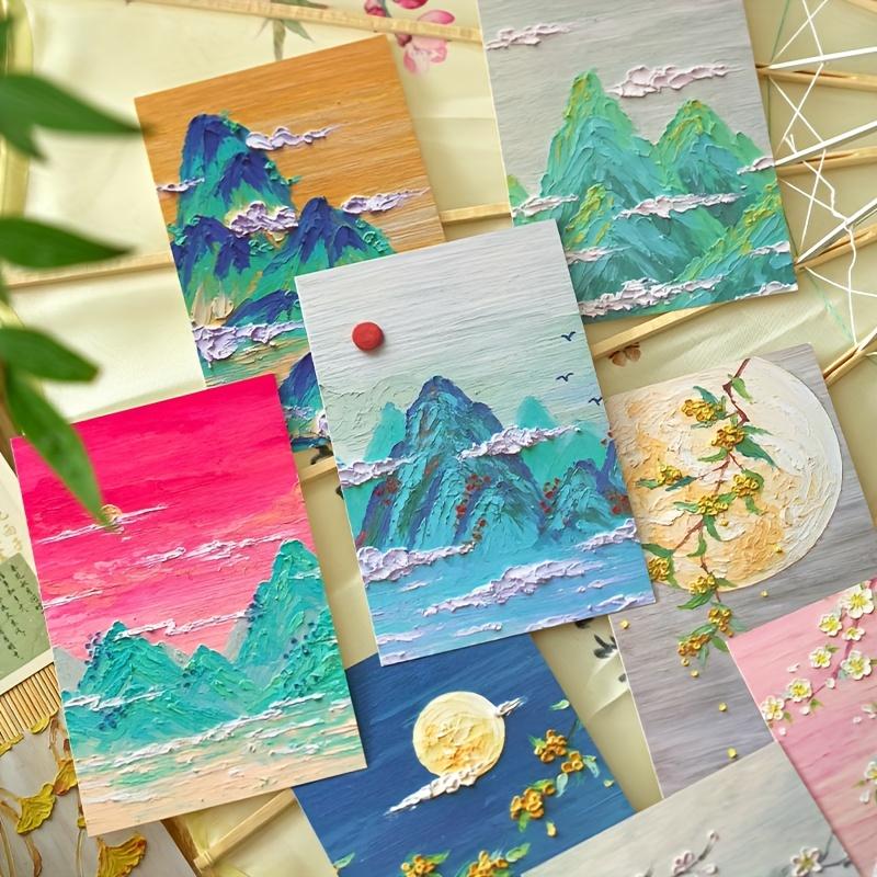 30 pcs/boxed Chinese style Oil painting style creative birthday es gift message card postcard