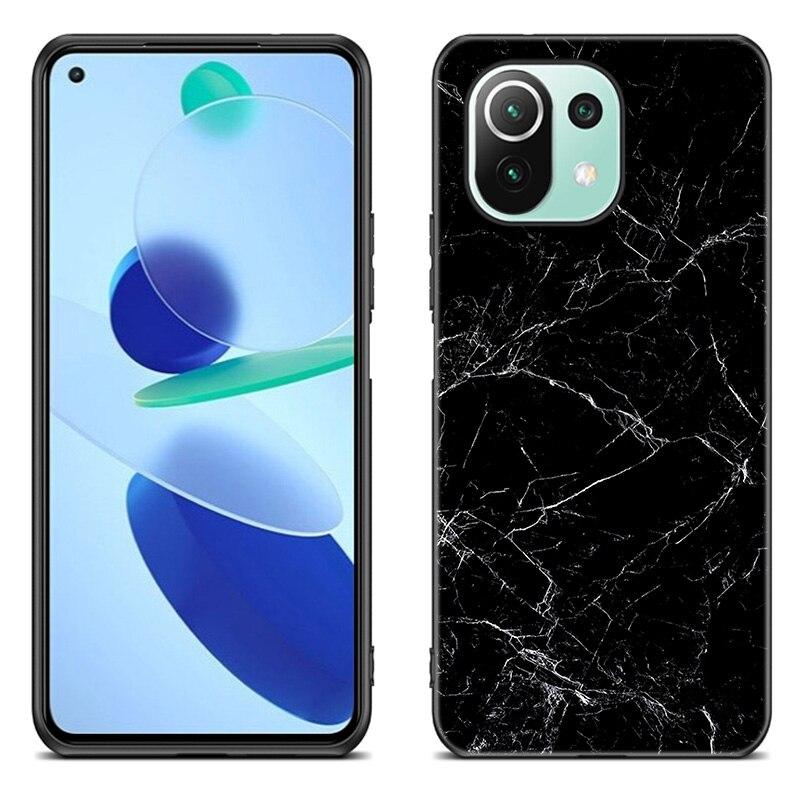 Black and White Marble Case For Xiaomi Mi 11 Lite NE 11i 10T 11T Pro A2 A3 Lite POCO F3 M3 M4 C31 X3 Pro NFC GT Black Soft Cover