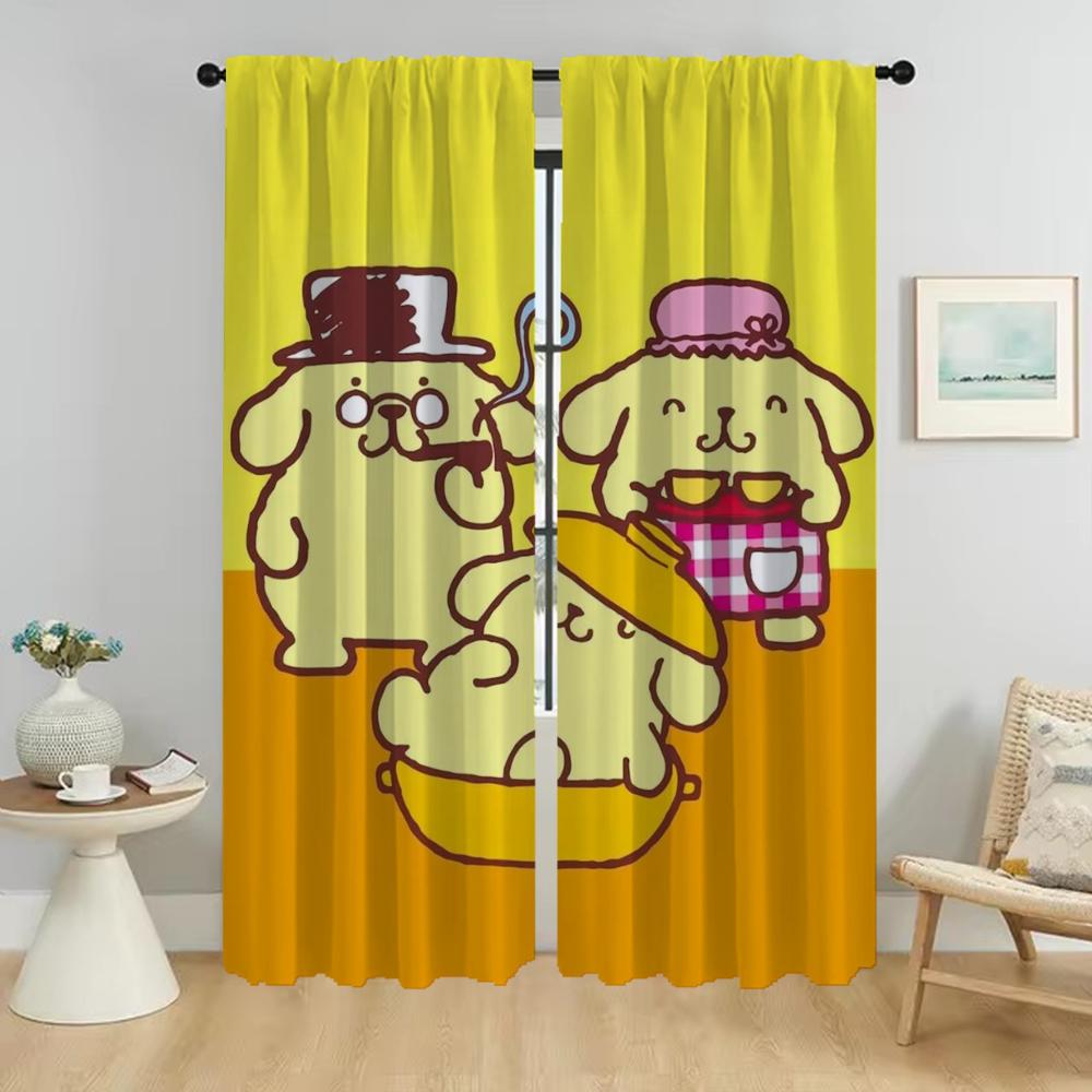 P-Pompom Purin Zasłony do Wnętrz Domowych do Salonu Rolety Zasłona Zaciemniająca Dekoracja Halloweenowa Tulle Dzielące do Sypialni