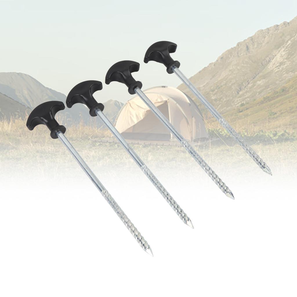 4PCS Camping Tent Pegs Stainless Steel T Shaped Screw in Stakes Ground Anchors for Outdoor Canopy Awning Shed