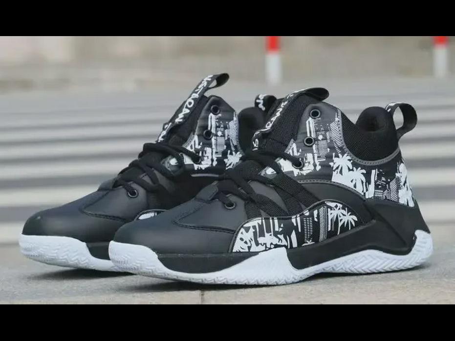 Men's High-Top Leather Waterproof Basketball and Skateboard Shoes