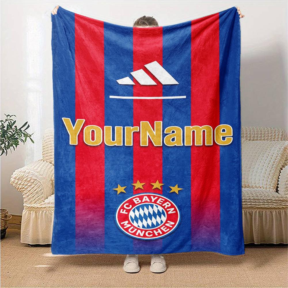 Bayern Munich Personalized Name Blanket Gift Personalized Blanket Durable Comfort Perfect for Couch Chair Sofa Livingroom Ideal for All Seasons