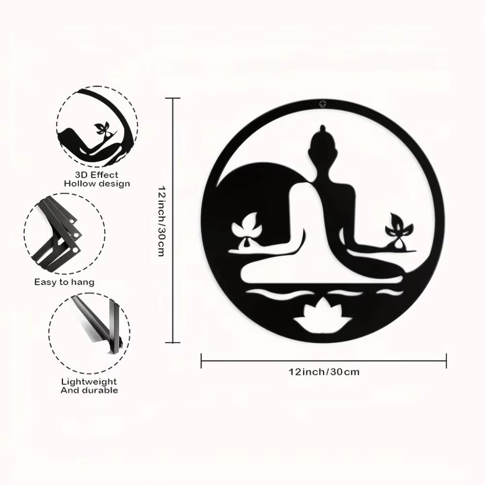 Eiserner Buddha Wandkunst – Elegante Dekoration für Meditation, Spiritualität, Wohnzimmer, Schlafzimmer, Yogastudio und Bürodekor