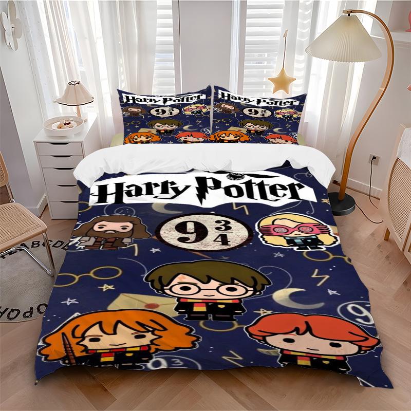 Chibi Harry Potter Characters Print 3Pcs Bedding Setduvet Cover With 2 Bedropillowcase Home Birthday Gift
