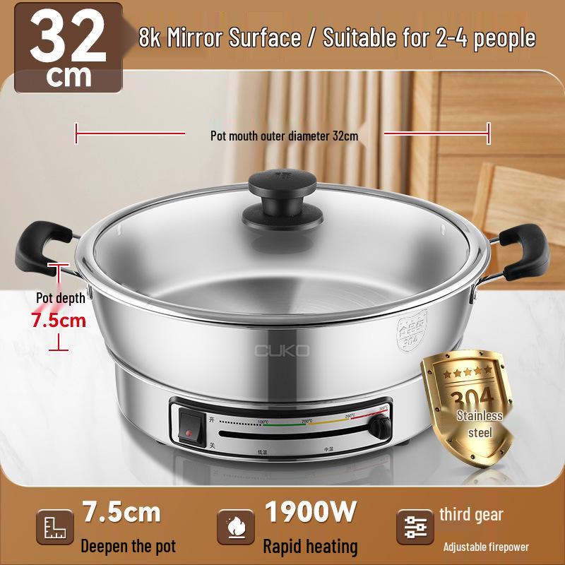 CUKO Multi-Purpose Electric Frying Pan and Griddle with Stainless Steel Pot Lid