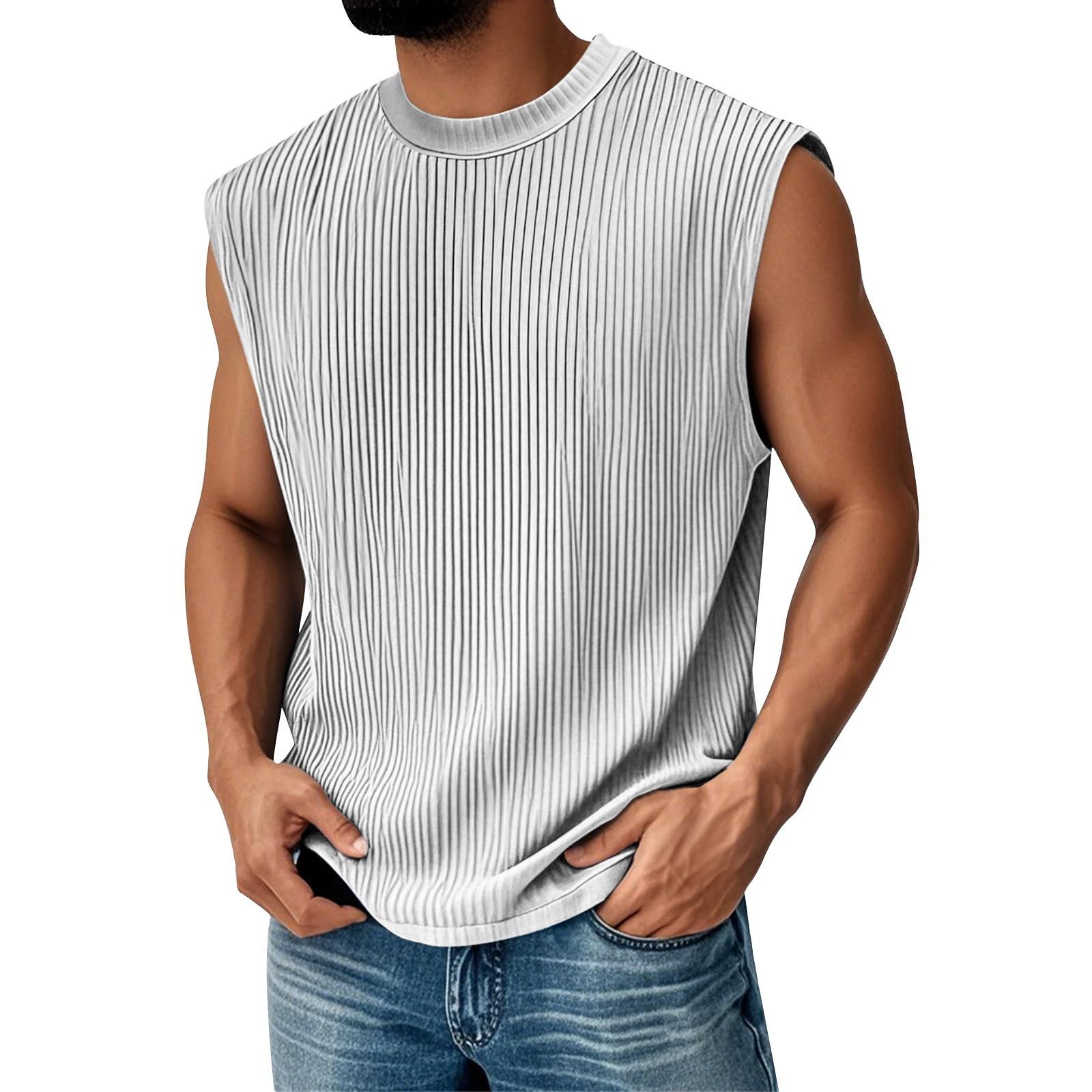 

Чоловіча літня однотонна спортивна майка в смужку Чоловіча спортивна повсякденна майка XXXL білий