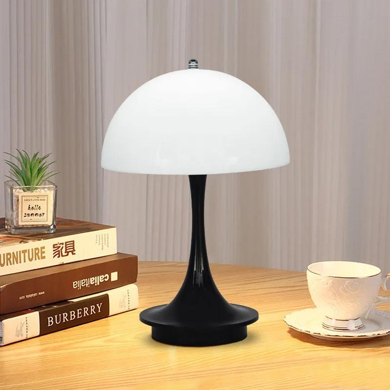 Mushroom Portable LED Table Lamp USB Wireless 3color Dimming Rechargeable Touch Night Light Mood Desk Lamp for Bedside Hotel
