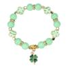 St. Patrick's Day Four-Leaf Clover Green Beaded Elastic Bracelet