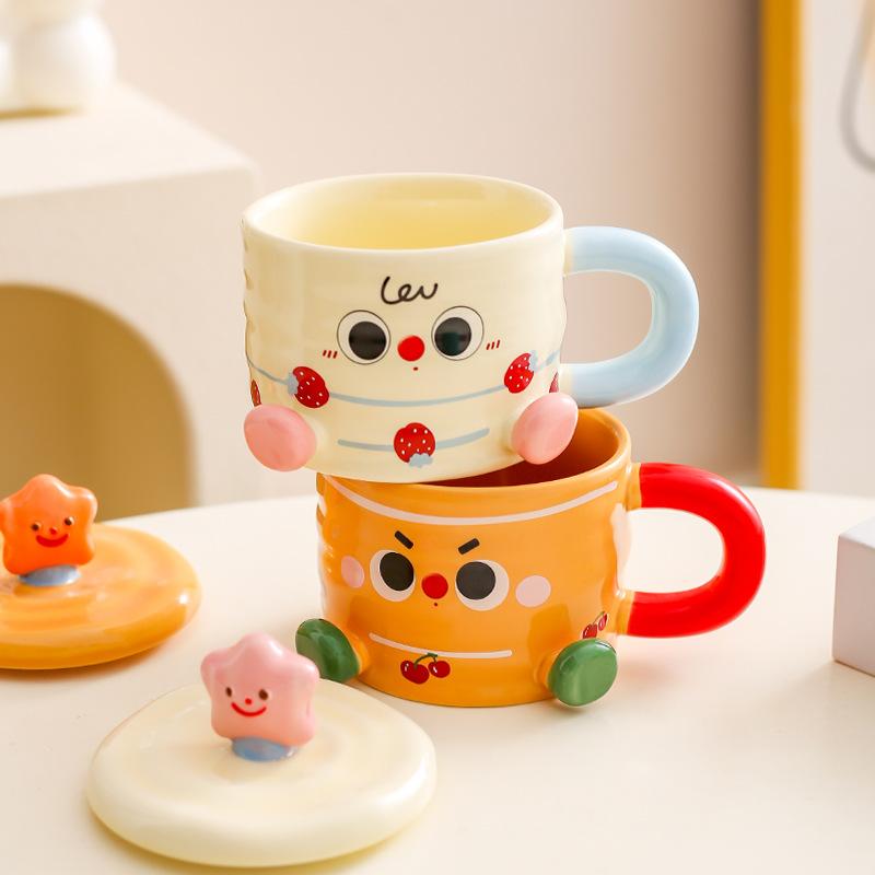 Cupa Cană Ceramică Creativă Drăguță Păpușă Cupă Apă Cadou Cupă de Cuplu Cupă Cafea Cupă Lapte Cupă Mic Dejun