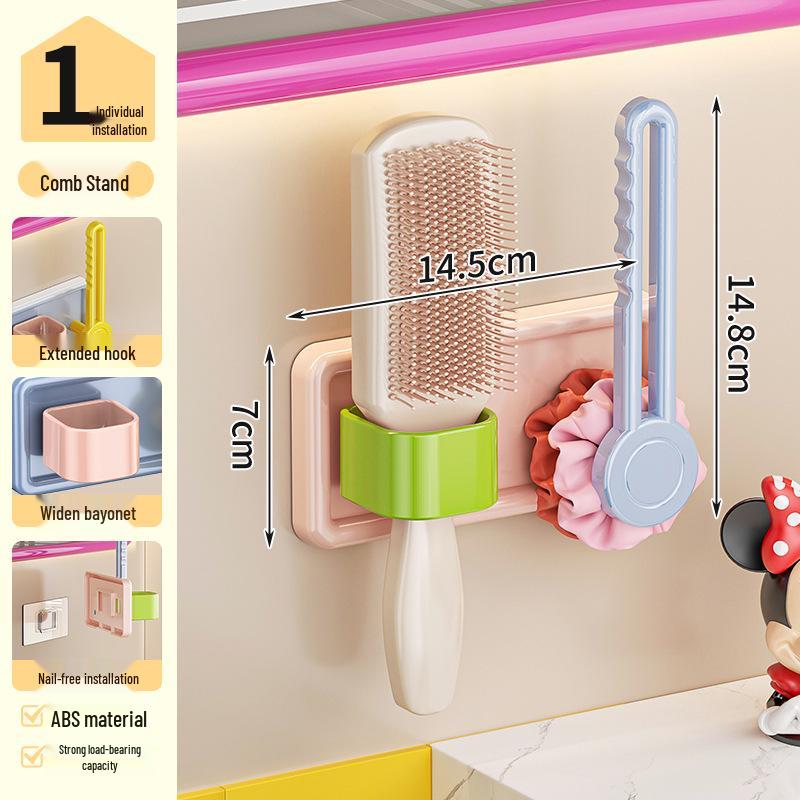 

Wow Dopamine Hairdryer & Accessory Wall Mount – Comb, Hair Tie, and Ring Storage Rack (No-Drill Installation for Bathrooms)