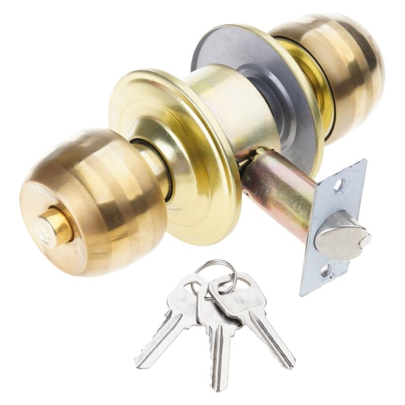 Round Shaped Entrance Lock Doorknob Zinc Alloy Door Knobs Knobset Metal Handle Knob with Key Interior Door Handles