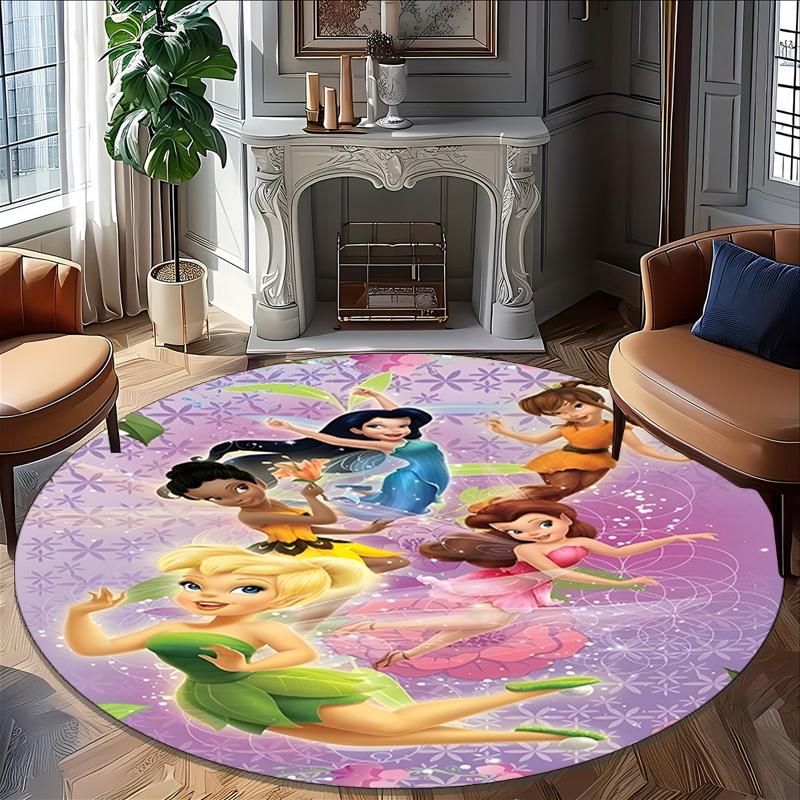 1pc T-Tinkerbell1 Carpet, Round Rug, Comfortable, Suitable for Entryways, Living Rooms, Office, And Bedrooms, Christmas Decoration