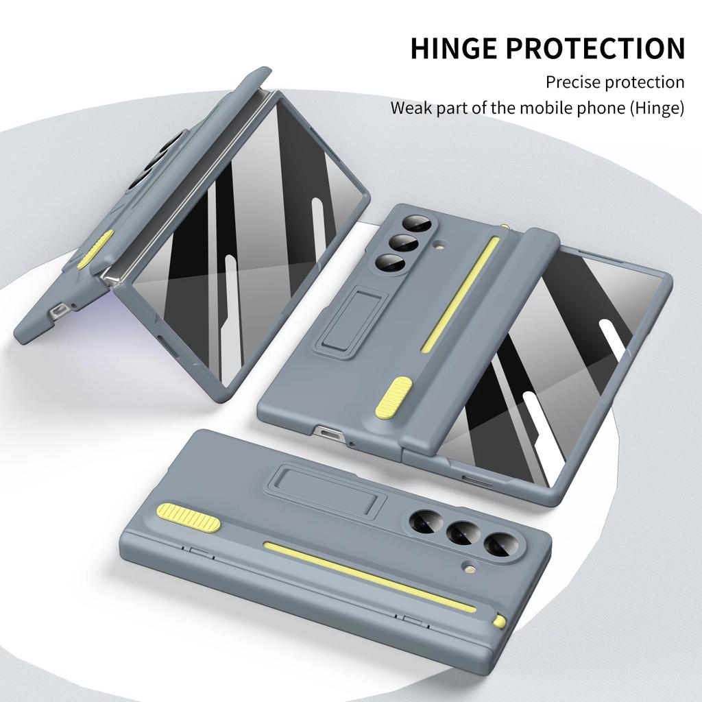 Magnetisches Scharnier Handyhülle Für Samsung Galaxy Z Fold 7 6 4 5 3 Bildschirmschutz Glas Ausziehbarer Stifthalter Aufbewahrungssteckplatz Hülle