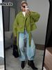 Women's Spring New Fashion Stand Collar Belted Short Jacket for Petite Size