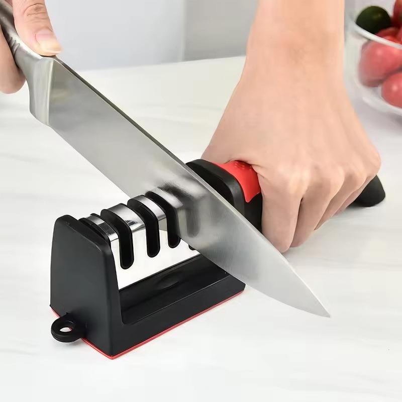 4 Segment Knife Sharpener Kitchen Multifunctional Handheld Fast Sharpening Stone Three-stage Cutting Kitchen Supplies M