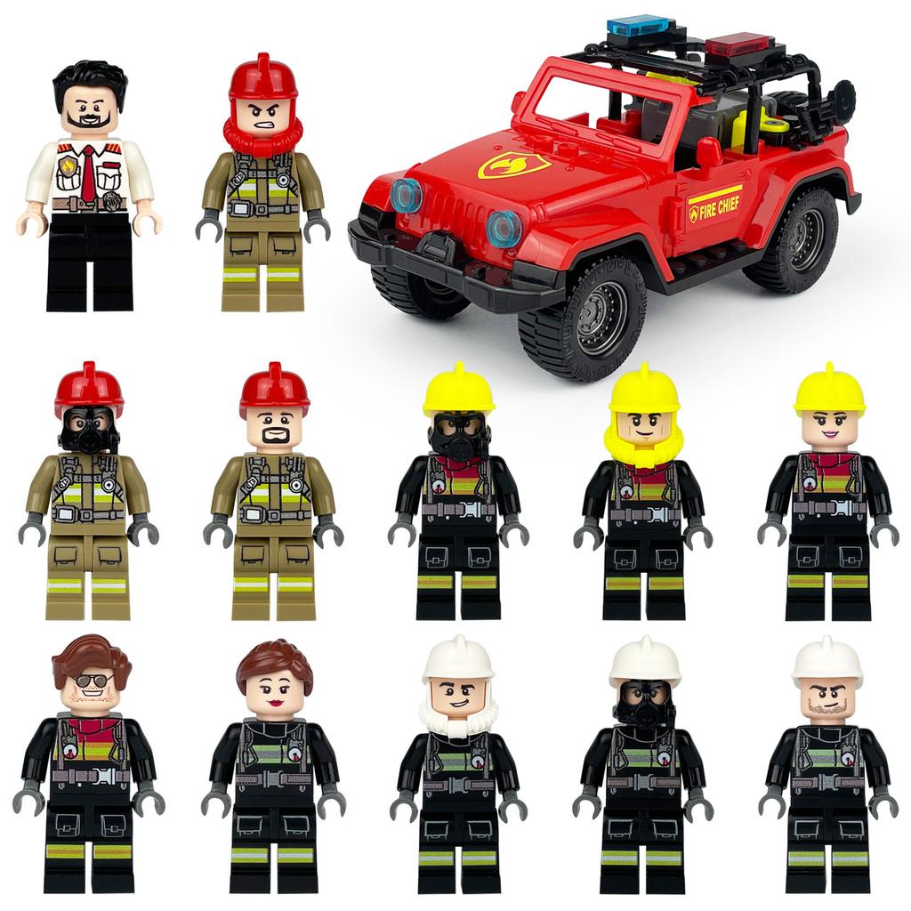 Package Medical Rescue Car Police Car E17 Fire Truck Building Block Toy Figurine Stretcher Accessories