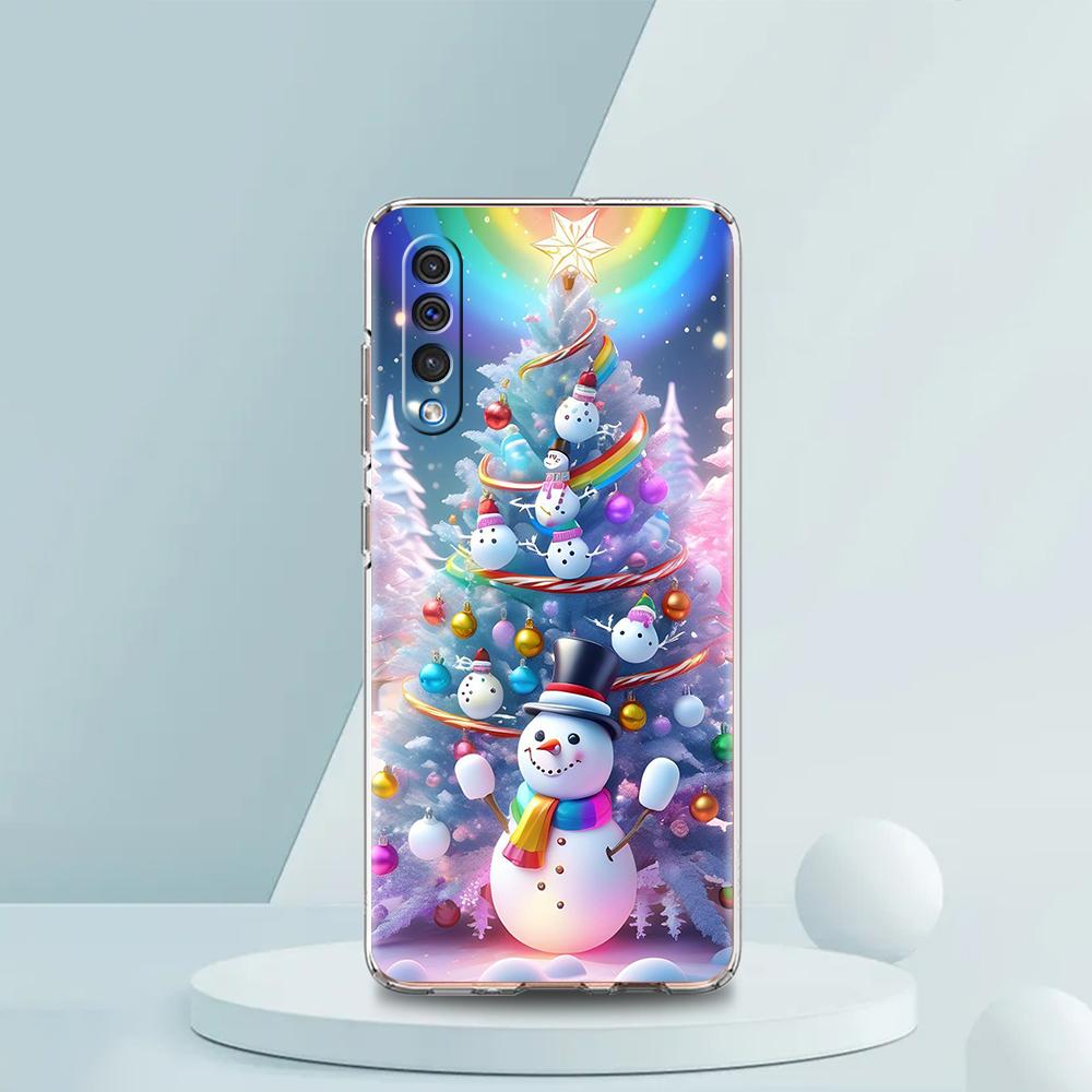 Transparent Phone Case for Samsung Galaxy A16 A14 A12 A22 A24 A42 A06 A30 A40 Soft TPU Cover Christmas Christmas Tree Pattern