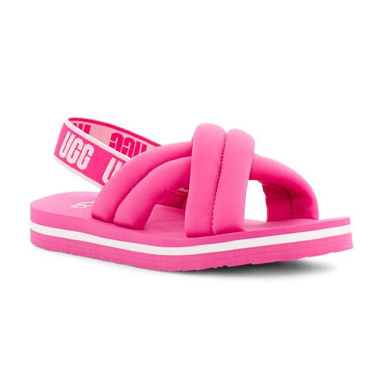 UGG Comfortable Thick Sole Cross Sandals Kids Sandals Carnation-Pink 1124914K-CRNT