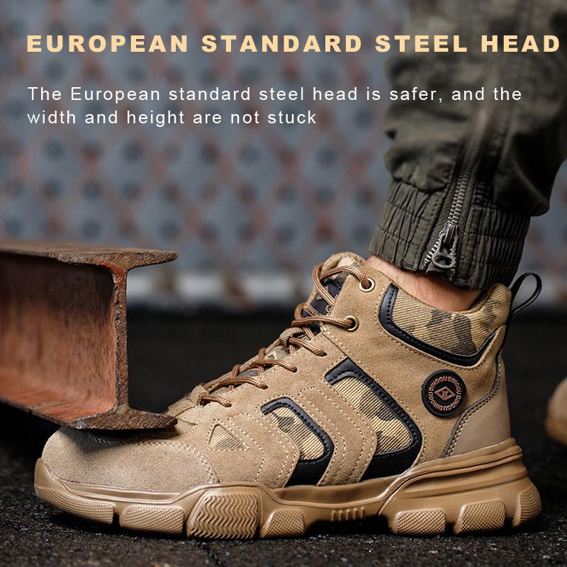 Gray Safety Shoes Men Lightweight Work Boots Safety Steel Toe Shoes Men European Standard Steel Toe Work Shoes Plus Size 38-48