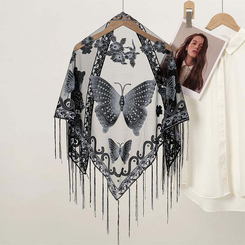 

Женский хиджаб, шаль, цветочные кружевные шарфы, женские модные свадебные платки, женские весенние летние фотореквизиты, аксессуары One Size